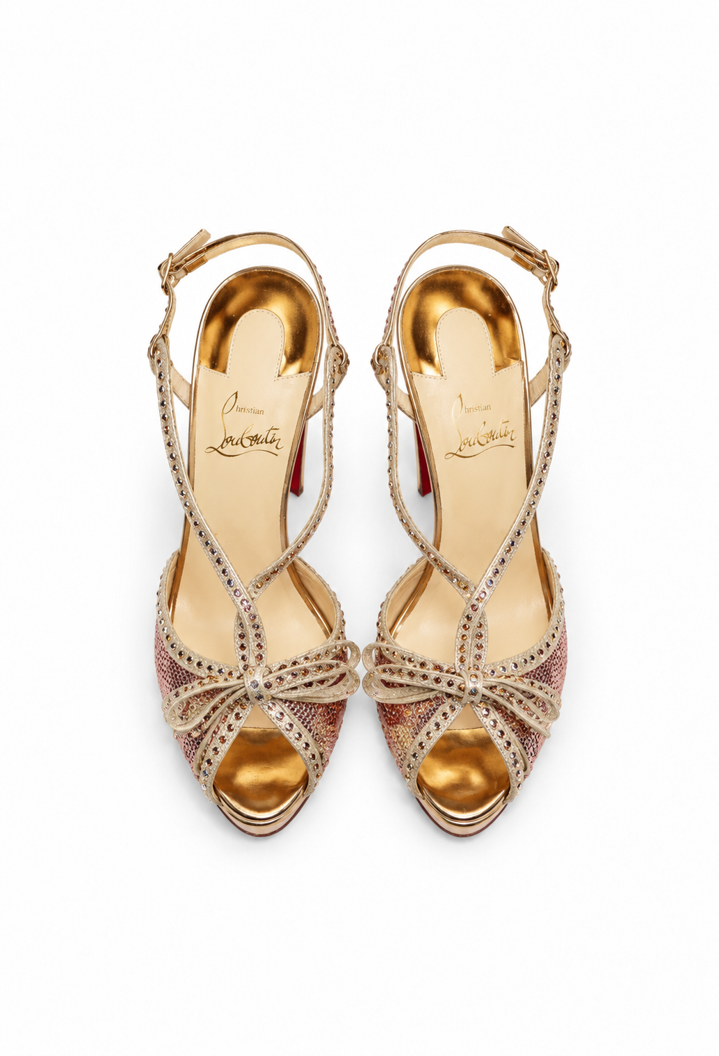 Christian Louboutin Balavenezia Rose Gold Crystal-Embellished Heels