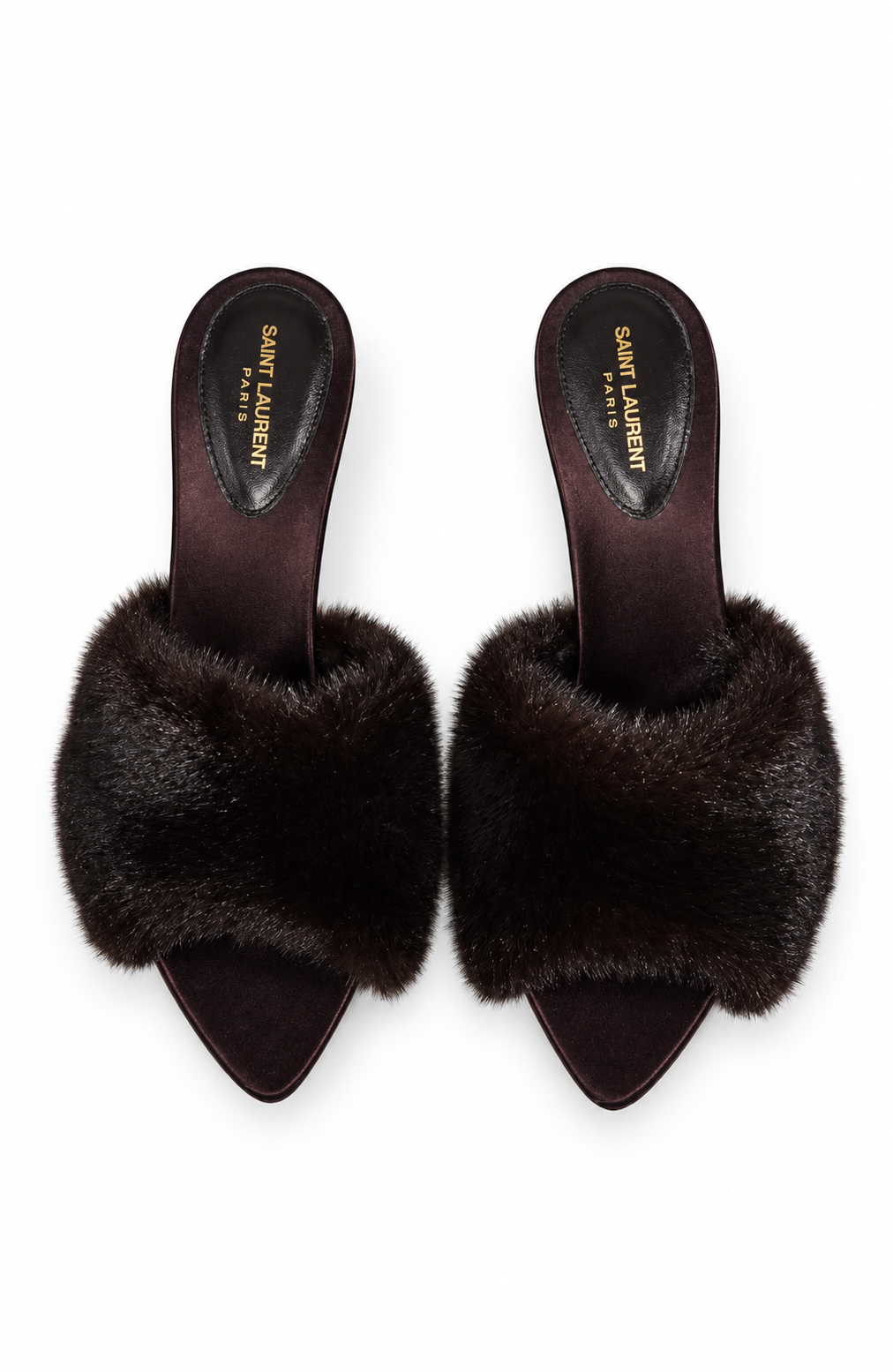 Saint Laurent Rich Brown 'LA 16' Fur Mules